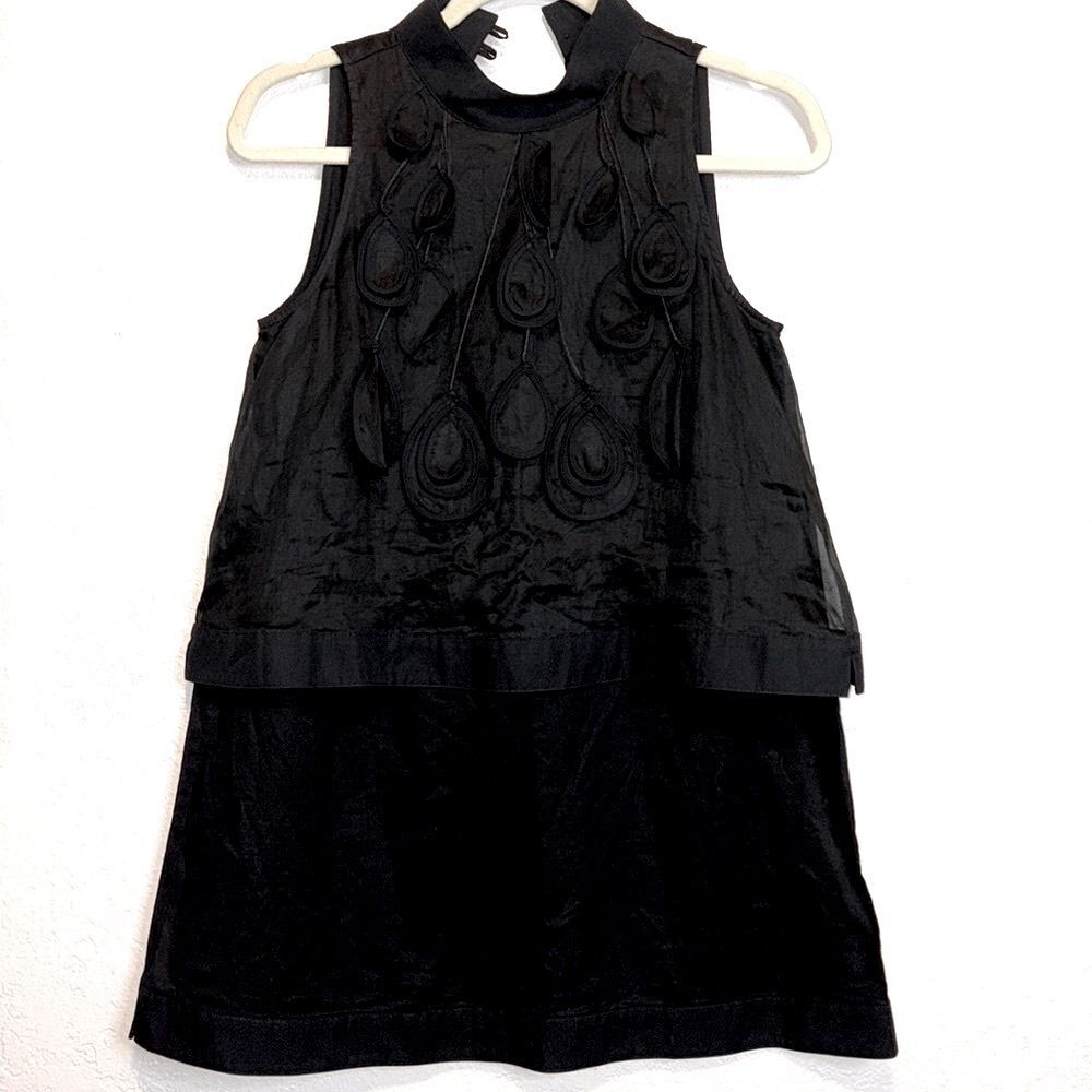 Anne Fontaine black 2-tier cotton top size 6